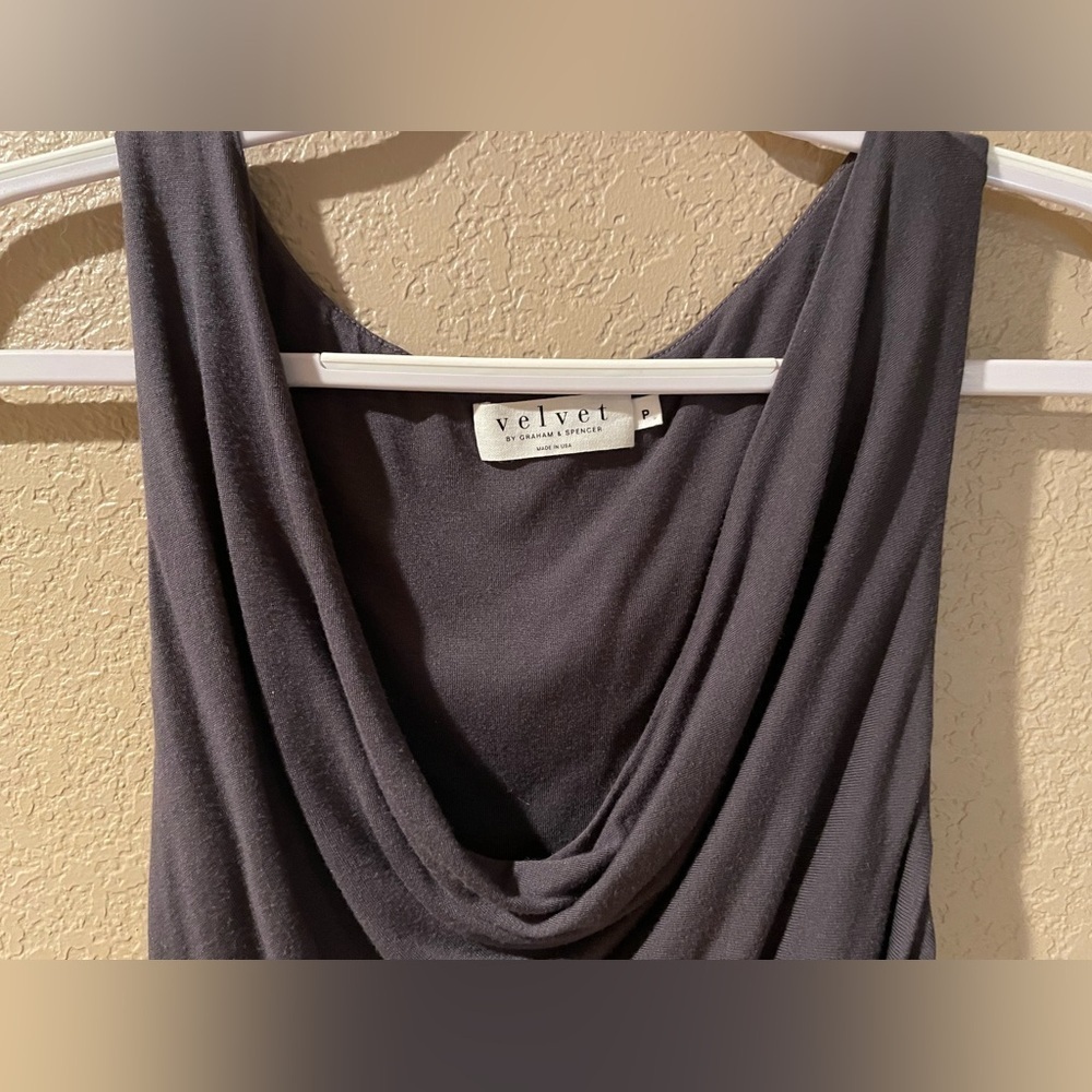 Velvet by Graham & Spencer Charcoal Draped Midi Dress - Picture 3 of 6